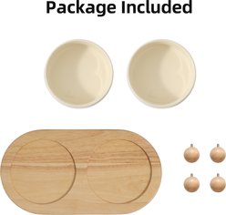 Havniva Ceramic Elevated Cat Bowl with Stand, 5.1-in, 2 count, Beige slide 2 of 7