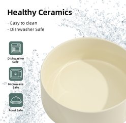 Havniva Ceramic 6-in Raised Dog Double Bowl with Stand, Beige slide 2 of 8