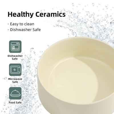 Show full view: Havniva Ceramic 6-in Raised Dog Double Bowl with Stand, Beige slide 7 of 8