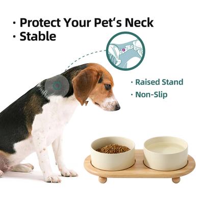 Show full view: Havniva Ceramic Elevated Dog & Cat Bowl with Stand, Beige, 6-in, 2 count slide 5 of 7