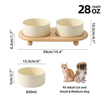 Show full view: Havniva Ceramic Elevated Dog & Cat Bowl with Stand, Beige, 6-in, 2 count slide 3 of 7