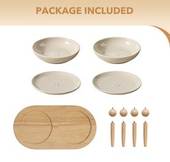 Havniva Ceramic Adjustable Elevated Cat Bowl with 2 Style Stand, 5.6-in, Vintage Latte slide 2 of 7
