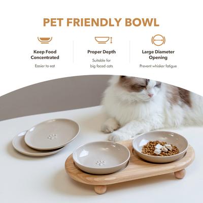 Havniva Ceramic Adjustable Elevated Cat Bowl with 2 Style Stand, 5.6-in