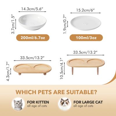 Show full view: Havniva Ceramic Adjustable Elevated Cat Bowl with 2 Style Stand, 5.6-in, White slide 3 of 7