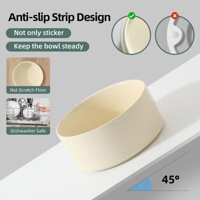 Show full view: Havniva Ceramic Anti-Slip Bowl for Small Dogs & Cats, Beige, 6-in, 2 count slide 4 of 6