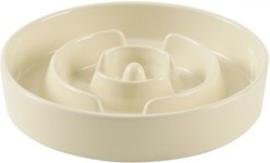 Havniva Ceramic Anti-Gulping Slow Feeder Dog Bowl, Beige, 7.3-in
