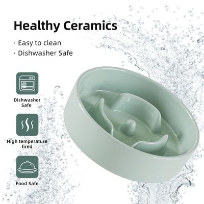 Show full view: Havniva Ceramic Slow Feeder Dog Bowl for Small Dogs, 6.1-in, Light Green slide 8 of 9