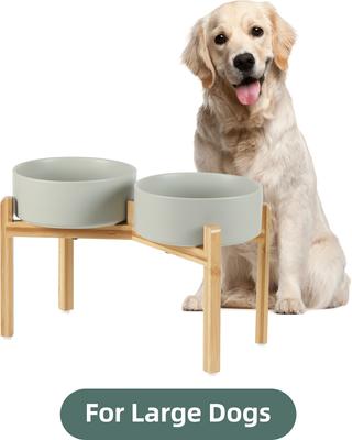 Show full view: Havniva Ceramic Raised Dog Double Bowl Set with Stand, Grey, 8.2-in slide 3 of 7