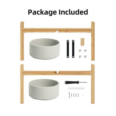 Show full view: Havniva Ceramic Raised Dog Double Bowl Set with Stand, Grey, 8.2-in slide 7 of 7