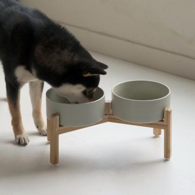 Show full view: Havniva Ceramic Raised Dog Double Bowl Set with Stand, Grey, 7.3-in slide 7 of 8