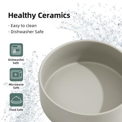 Show full view: Havniva Ceramic Non-slip Dog Bowl, Grey, 8.2-in slide 5 of 6