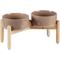 Show in main carousel: Havniva Ceramic 7.3-in Raised Dog Double Bowl Set with Wooden Stand, Brown Coffee slide 1 of 7