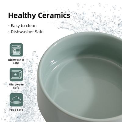 Show full view: Havniva Ceramic Elevated Cat Bowl with Stand, 5.1-in, 2 count, Light Green slide 7 of 9