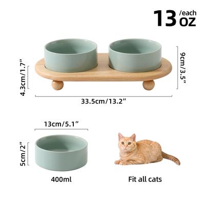 Show full view: Havniva Ceramic Elevated Cat Bowl with Stand, 5.1-in, 2 count, Light Green slide 4 of 9