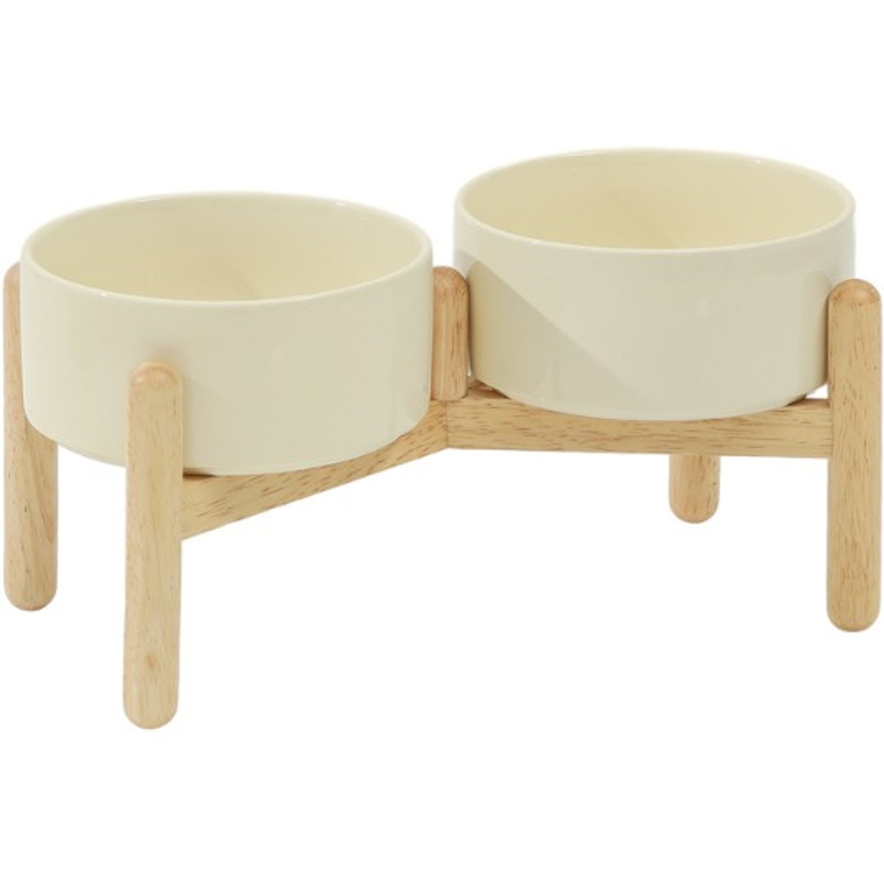 Havniva Ceramic 6-in Raised Dog Double Bowl with Stand, Beige