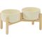 Show in main carousel: Havniva Ceramic 6-in Raised Dog Double Bowl with Stand, Beige slide 1 of 8