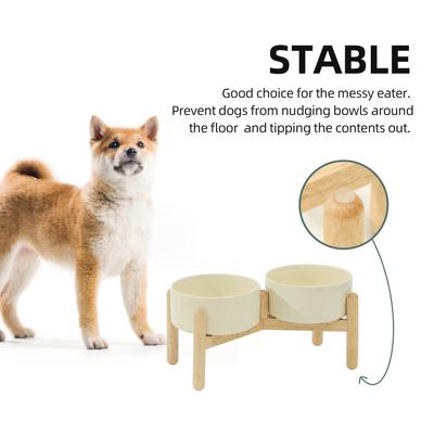 Show full view: Havniva Ceramic 6-in Raised Dog Double Bowl with Stand, Beige slide 6 of 8