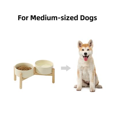 Show full view: Havniva Ceramic 6-in Raised Dog Double Bowl with Stand, Beige slide 4 of 8