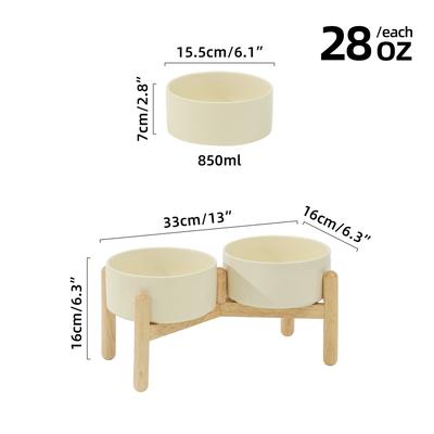 Show full view: Havniva Ceramic 6-in Raised Dog Double Bowl with Stand, Beige slide 3 of 8