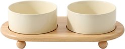 Havniva Ceramic Elevated Dog & Cat Bowl with Stand, Beige, 6-in, 2 count slide 1 of 7