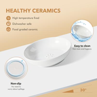 Show full view: Havniva Ceramic Non-Skid Cat Bowl, 5.6-in, 3 count, White slide 4 of 6