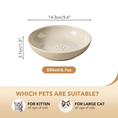 Show full view: Havniva Ceramic Non-Skid Cat Bowl, 5.6-in, 3 count, Vintage Latte slide 2 of 6