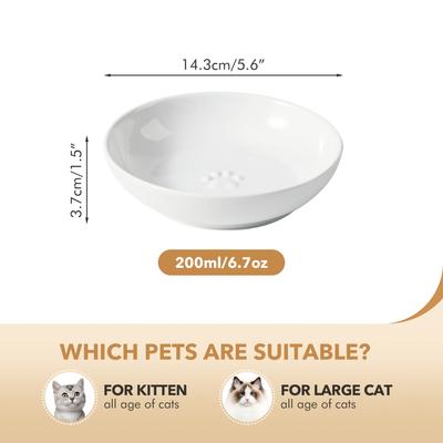 Show full view: Havniva Ceramic Non-Skid Cat Bowl, 5.6-in, 3 count, White slide 2 of 6