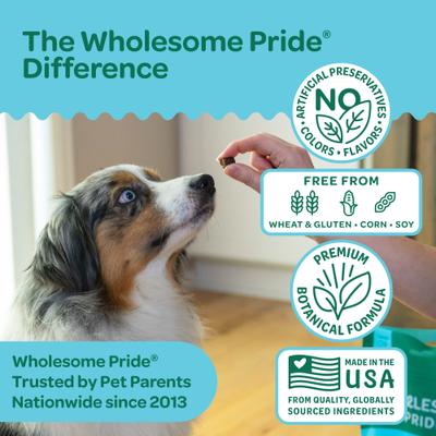 Show full view: Wholesome Pride Pet Treats Relaxation Turkey Flavor Calming Chew Supplement for Dogs, 6.3-oz bag slide 5 of 12