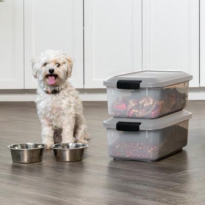 Show full view: IRIS WeatherPro Airtight Dog, Cat & Bird with Scoop Food Storage Container, Gray & Black, 11-lb slide 6 of 9