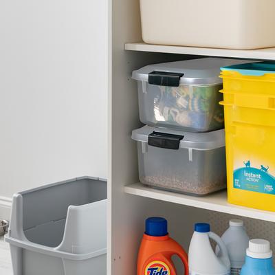 Show full view: IRIS WeatherPro Airtight Dog, Cat & Bird with Scoop Food Storage Container, Gray & Black, 11-lb slide 5 of 9