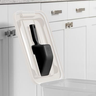 Show full view: IRIS 3-Piece WeatherPro Airtight Stackable Dog, Cat & Bird Food Storage Container Combo with Scoop & Treat Box, Clear & White, 41-lb slide 4 of 10