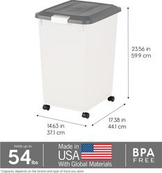 IRIS WeatherPro Airtight Attachable Wheels Dog, Cat & Bird Food Storage Container, White, 54-lb slide 2 of 8