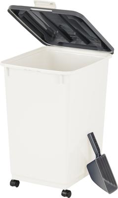 Show full view: IRIS WeatherPro Airtight Attachable Wheels Dog, Cat & Bird Food Storage Container, White, 54-lb slide 2 of 9