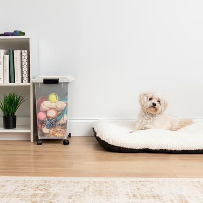 Show full view: IRIS WeatherPro Airtight Attachable Wheels Dog, Cat & Bird Food Storage Container, White & Clear, 30-lb slide 3 of 9