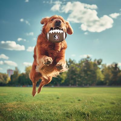 Show full view: ShopInstaPets NCAA Squeaking Football Dog Toy, Florida State Seminoles slide 2 of 3