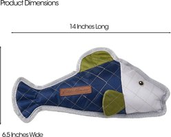 Eddie Bauer 14-in Oxford Nylon Fish Squeak & Crinkle Plush Dog Toy, Green/Gray/Navy slide 2 of 3