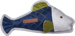 Eddie Bauer 14-in Oxford Nylon Fish Squeak & Crinkle Plush Dog Toy, Green/Gray/Navy