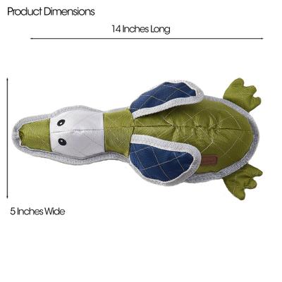 Show full view: Eddie Bauer 14-in Oxford Nylon Duck Squeak & Crinkle Plush Dog Toy, Green/Gray/Navy slide 2 of 3
