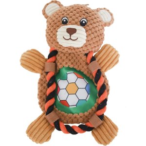 SteelDog USA Ropers Flat Sport Bear Crinkle Plush Dog Toy