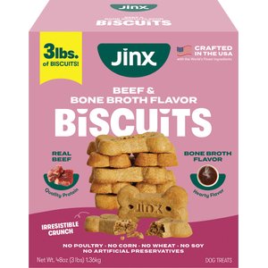 Jinx Beef & Bone Broth Biscuits Crunchy Dog Treats, 48-oz bag