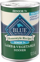 Blue Buffalo Homestyle Recipe Senior 7+ Lamb & Vegetable Dinner Pate Canned Wet Dog Food, 12.5-oz can, case of 12