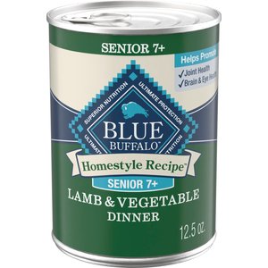Blue Buffalo Homestyle Recipe Senior 7+ Lamb & Vegetable Dinner Pate Canned Wet Dog Food, 12.5-oz can, case of 12