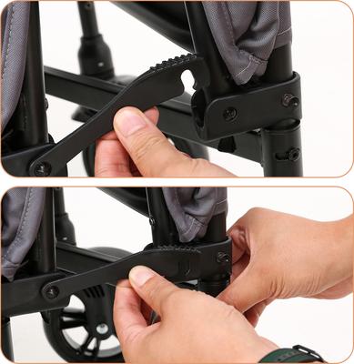 Show full view: KZLAA Foldable 4 Wheels Dog & Cat Stroller with Canopy & Basket, Gray slide 9 of 9