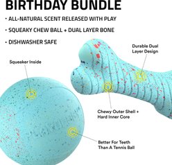 Playology Peanut Butter Birthday Cake Scented Birthday Box Bundle Dog Toy, Blue, Small, 3 count slide 2 of 8