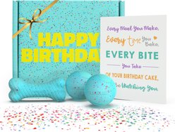 Playology Peanut Butter Birthday Cake Scented Birthday Box Bundle Dog Toy, Blue, Small, 3 count slide 1 of 8