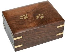 Resting Rainbow Wood Brass Paws Urn, Dark Walnut, Medium