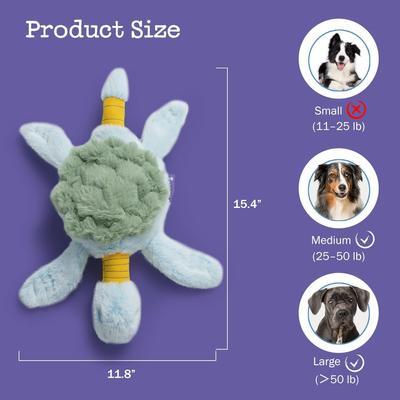 Show full view: Fuzzwoof Stretchy-Squeaky Turtle Plush Dog Toy slide 7 of 9