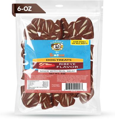 Show full view: Scoochie Pet Chewka Real Meat Soft & Chewy Juicy Ribeye Flavor Dog Treats, 6-oz bag slide 3 of 7