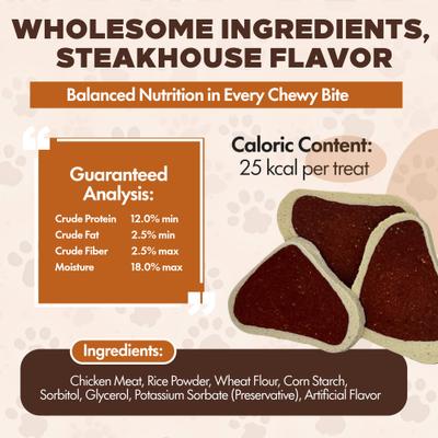 Show full view: Scoochie Pet Chewka Real Meat Soft & Chewy Juicy Porterhouse Flavor Dog Treats, 25-oz bag slide 6 of 7