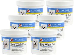 Miracle Care Sterile Eye Wash Pads for Dogs & Cats, 90 count, pack of 6